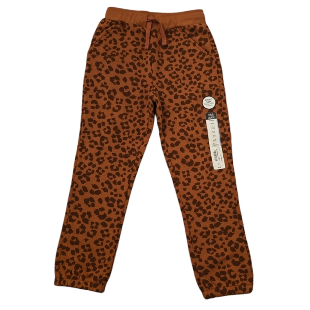OKIE DOKIE BRAND TODDLER GIRLS ANIMAL PRINT BROWN JOGGER PANTS SIZE 5T